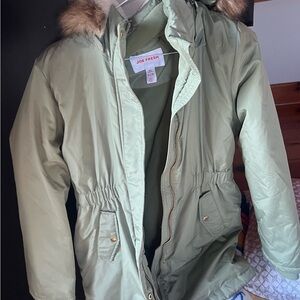 Joe Fresh Light Sage Green Faux-Fur Hooded Parka